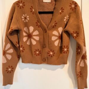 Altar'd State Floral Tan Cardigan